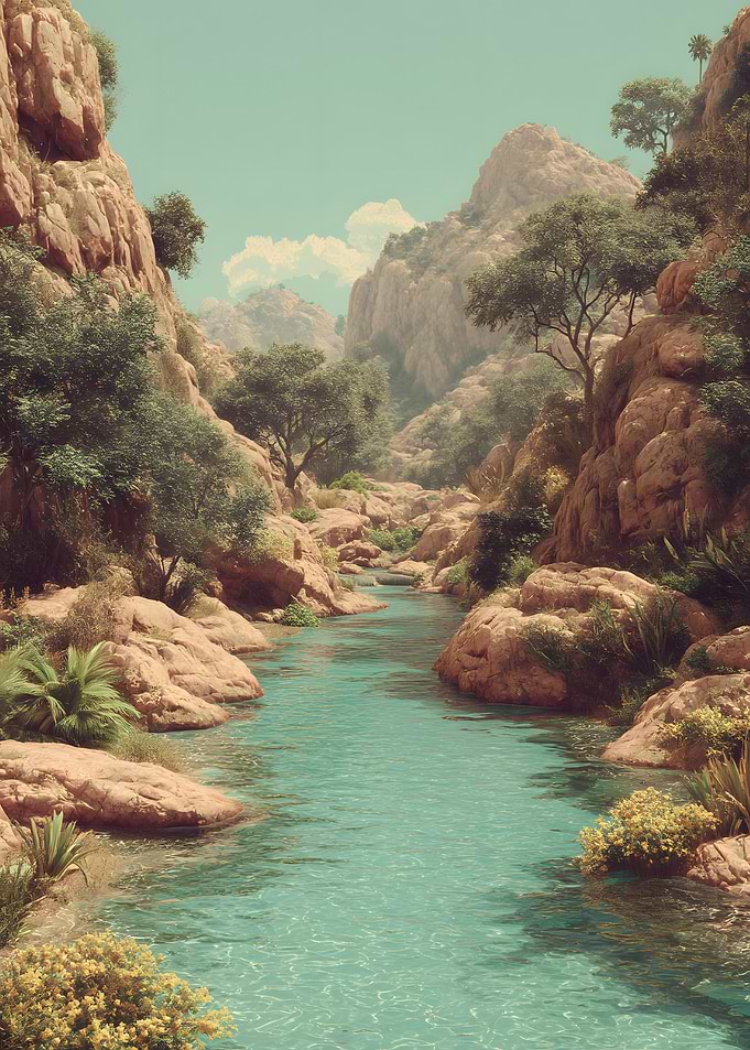 Desert Oasis River Landscape