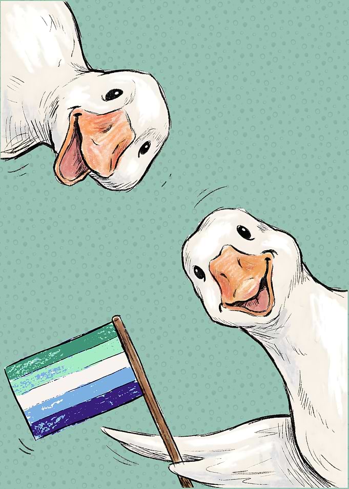 Happy Gay Male Goose Couple