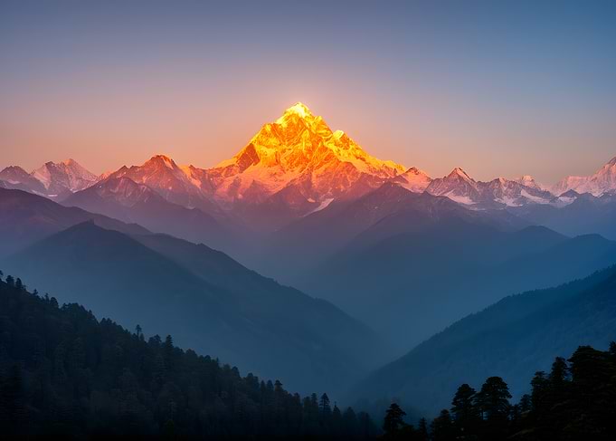 Golden Mountain Peak at Sunrise