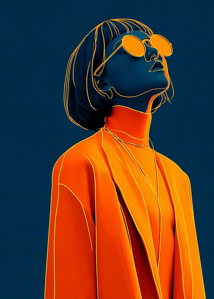 Woman in Orange Outfit and Sunglasses