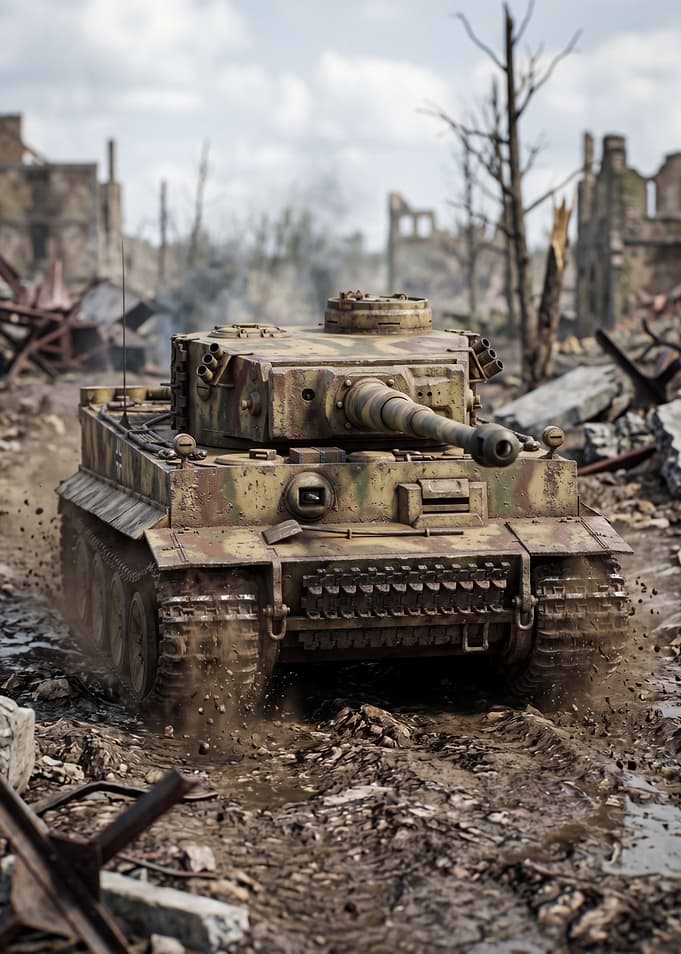 Tiger Tank in Ruined City