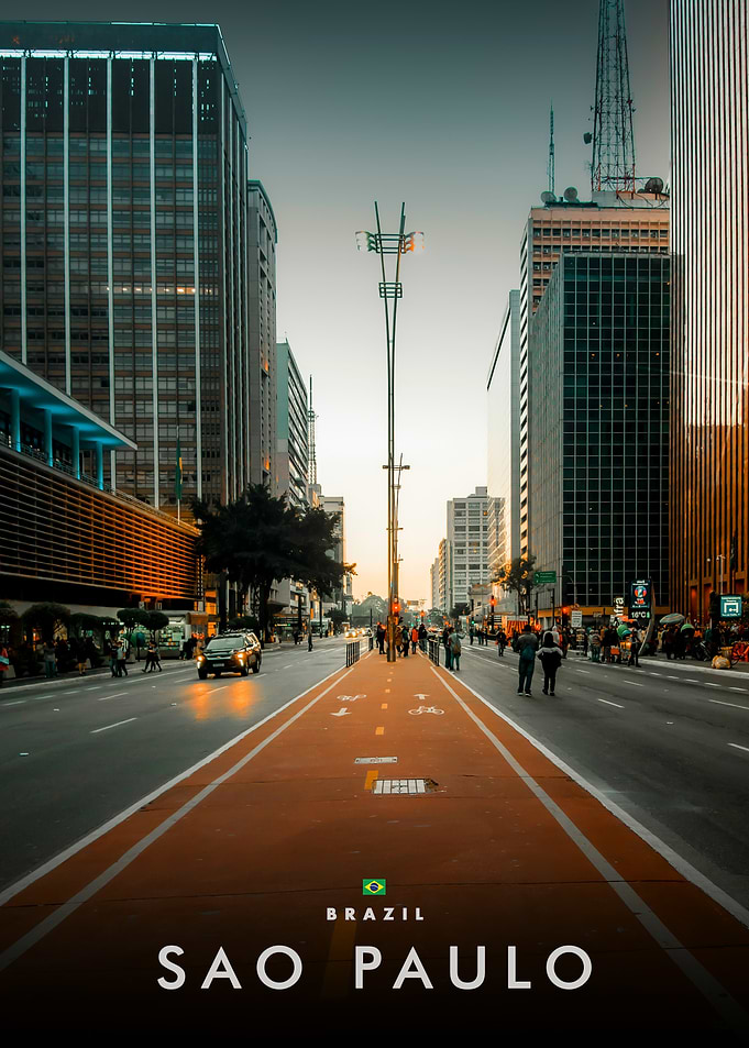 Sao Paulo Cityscape with Bike Lane
