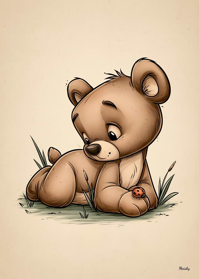 Cute Baby Bear Scandinavian Nursery Animal Illustration