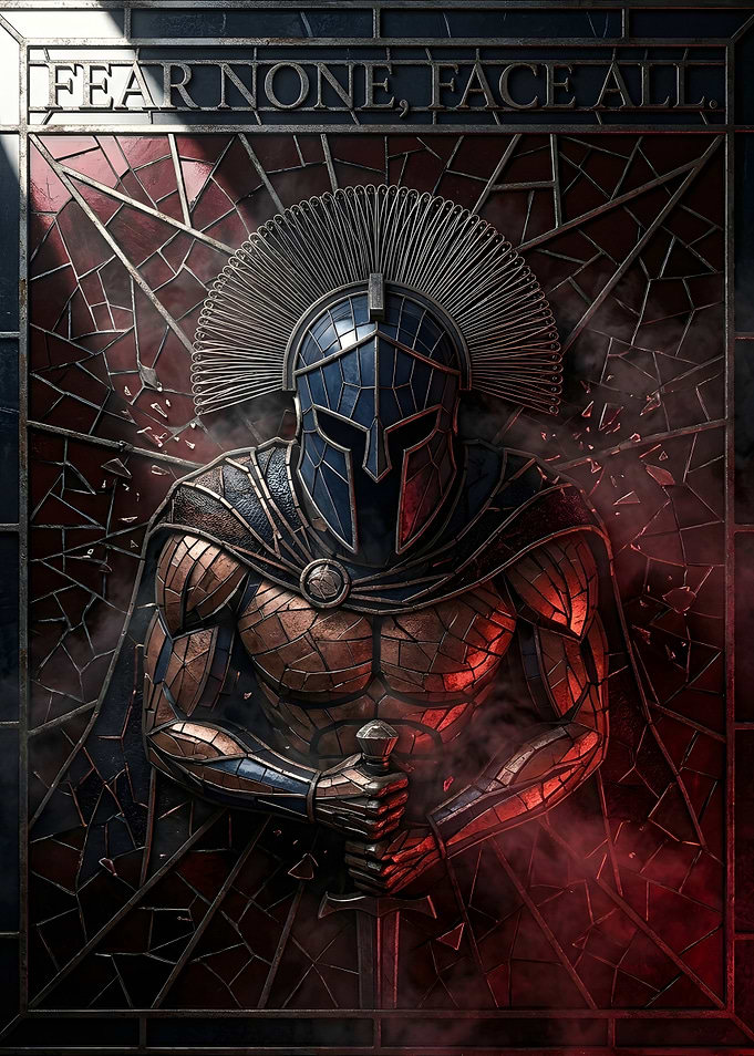 Spartan Warrior Stained Glass