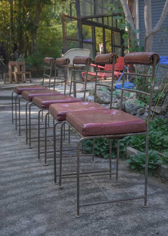 Row of vintage bar stools