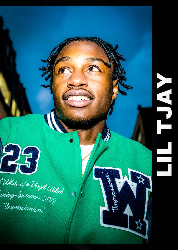 Lil Tjay in Green Varsity Jacket