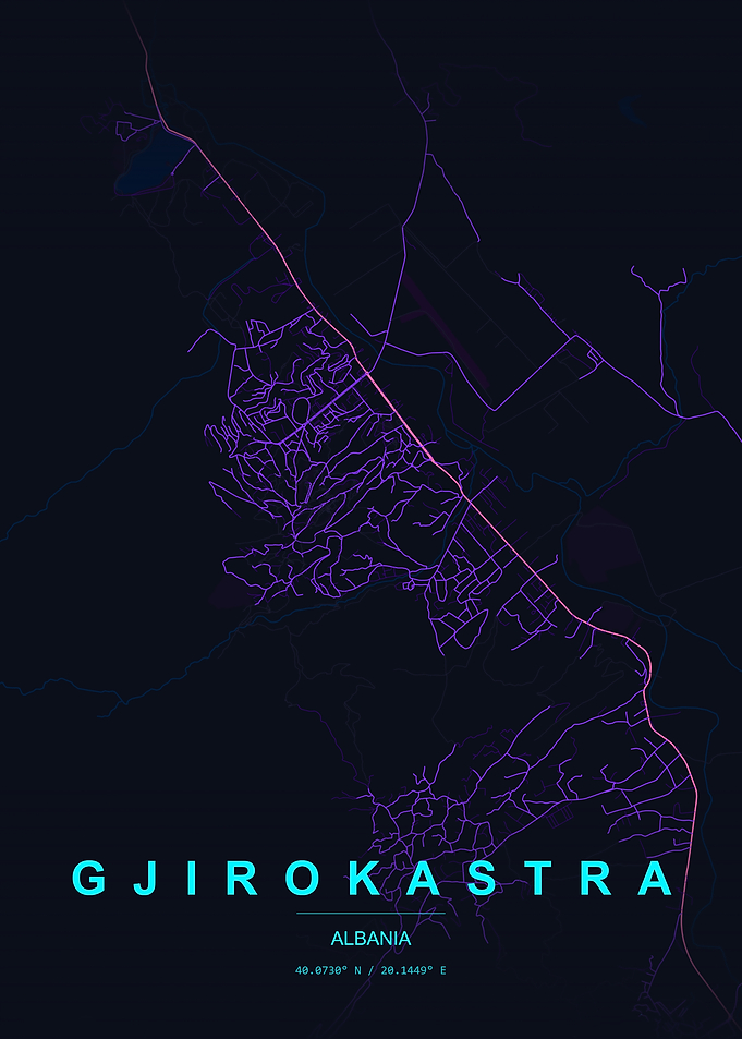 Gjirokastra Albania Map Art