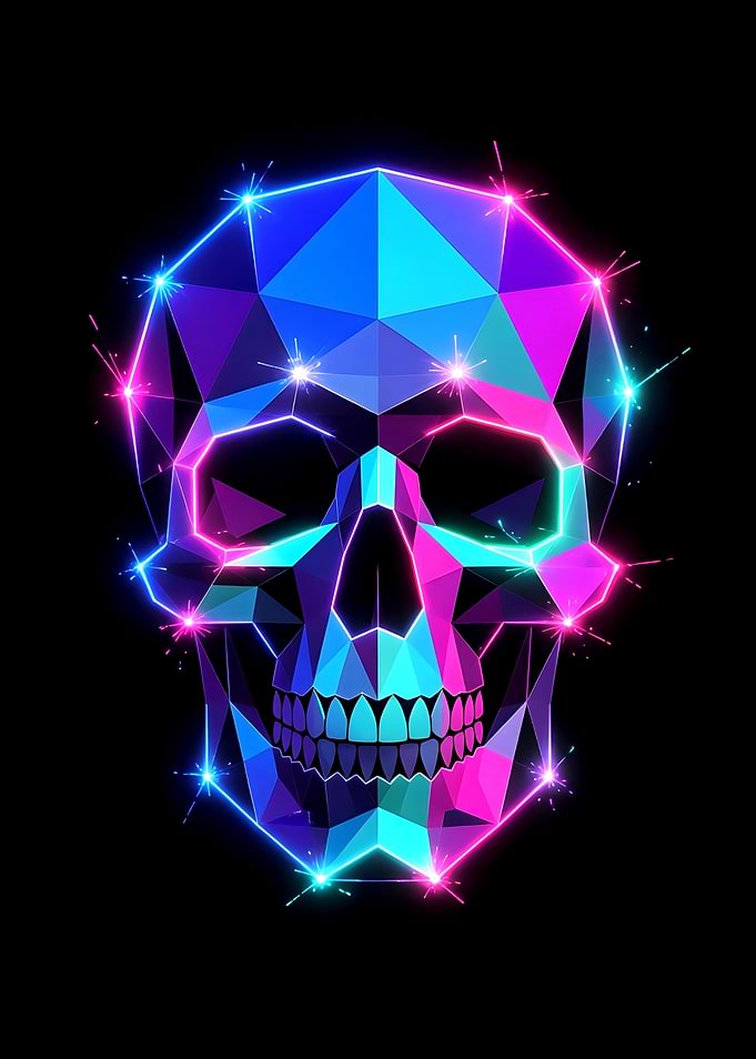 Geometric Neon Skull