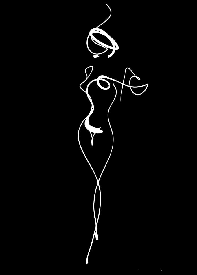 Abstract White Line Art of a Woman