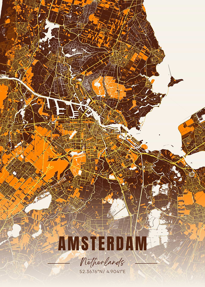 Amsterdam Netherlands Map Art