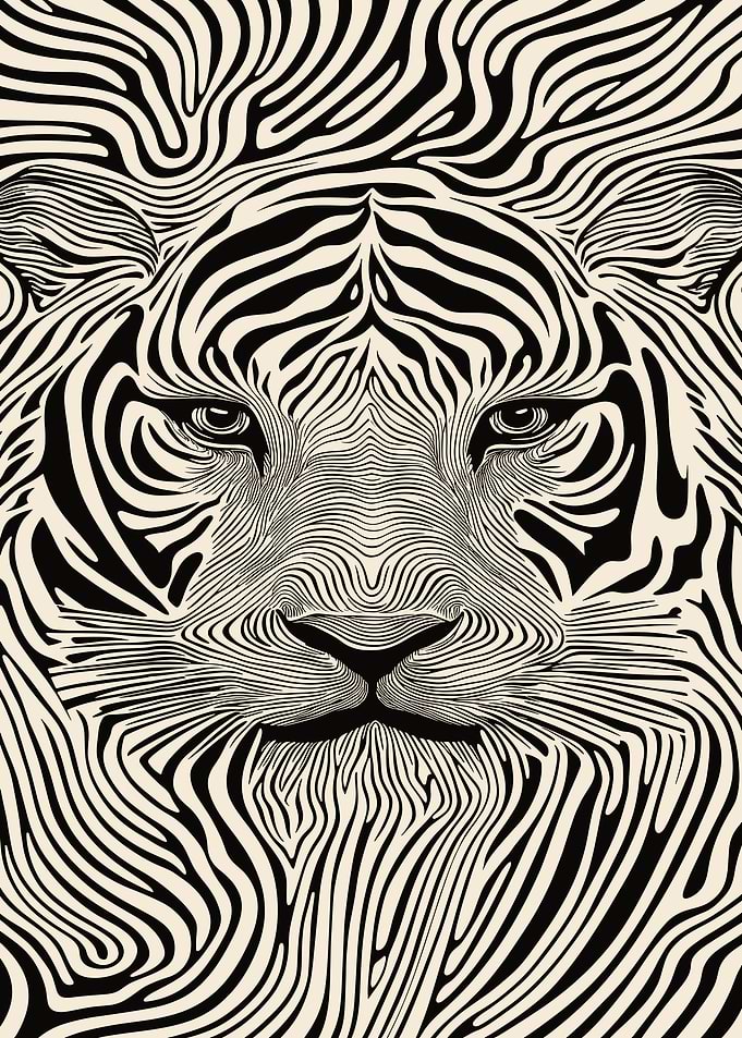 Tiger Face Line Art