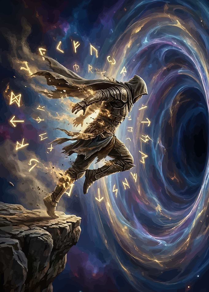 Fantasy Warrior in Cosmic Vortex