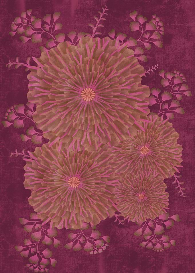 Floral Arrangement with Pink and Gold Flowers