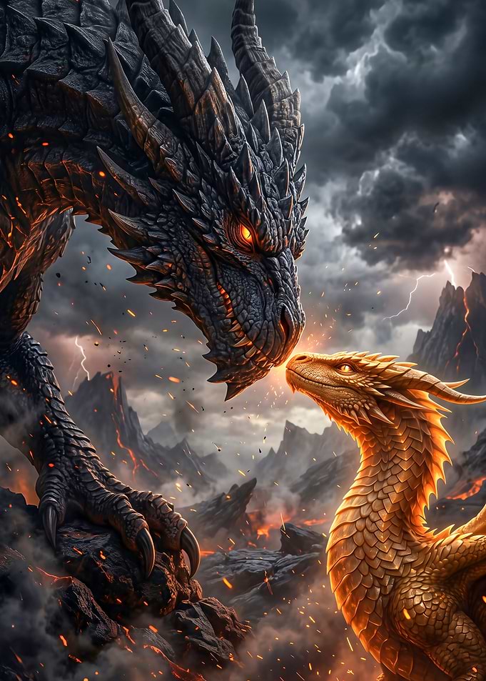 Two Dragons Facing Each Other