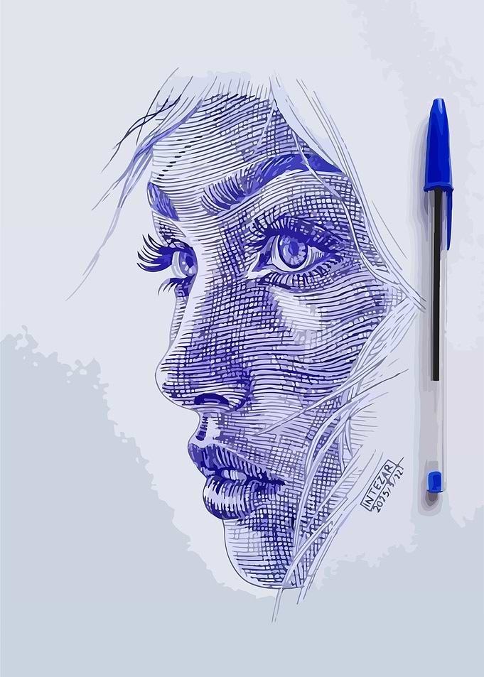 Ballpoint Pen Portrait of a Woman