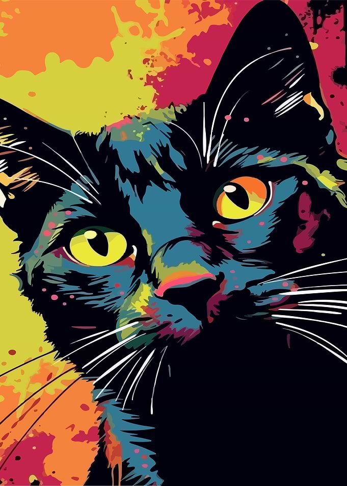 Vibrant Black Cat Portrait
