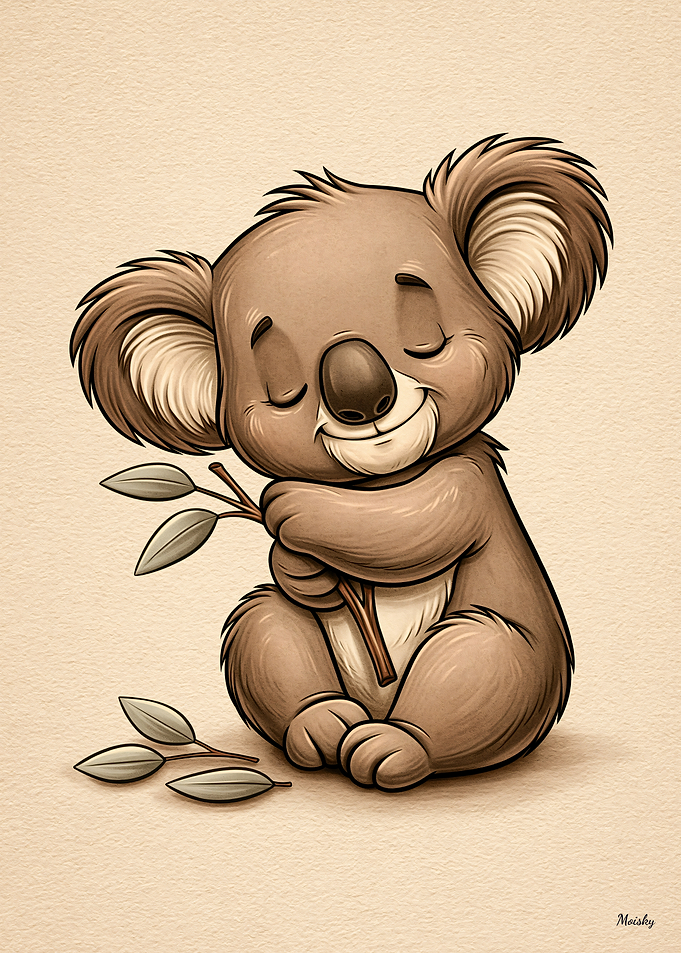Cute Baby Koala Scandinavian Nursery Animal Illustration