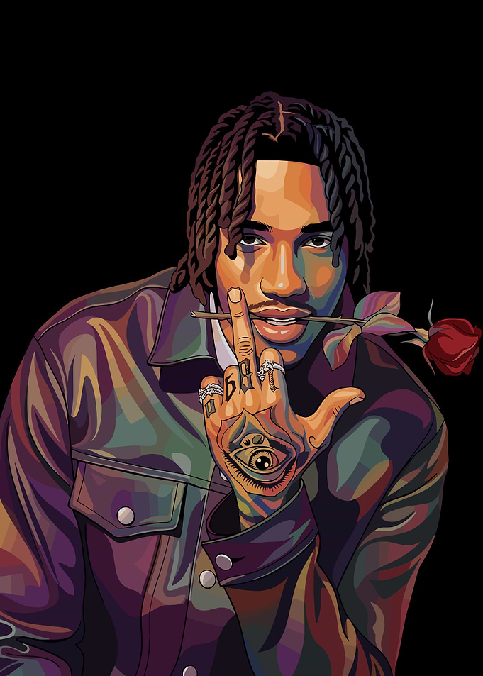 Man with Rose and Eye Tattoo