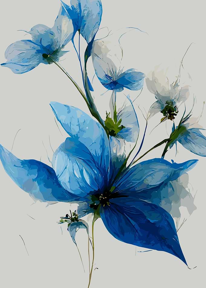 Blue Watercolor Flowers