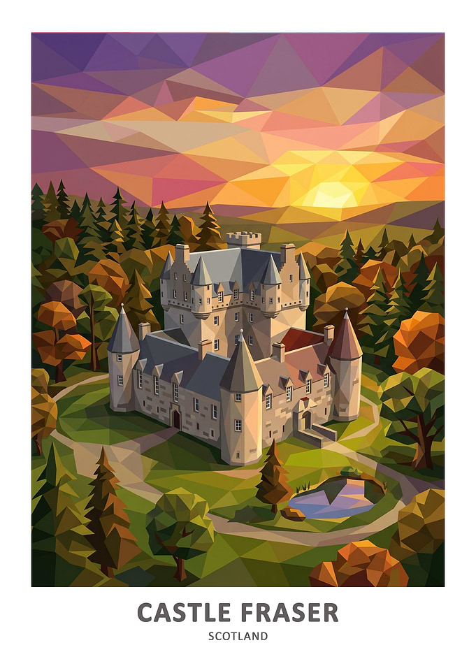 Castle Fraser Scotland Low Poly Art