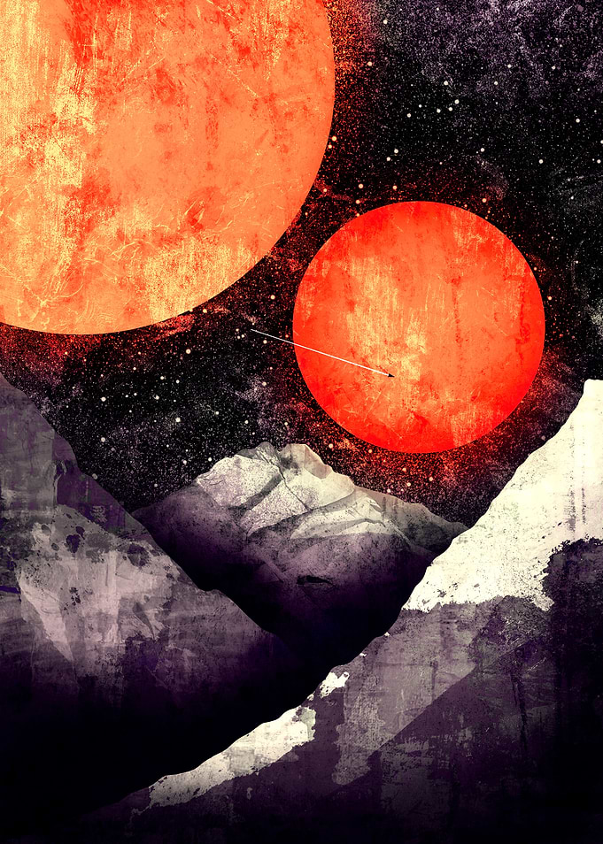 Cosmic Landscape with Planets and Mountains