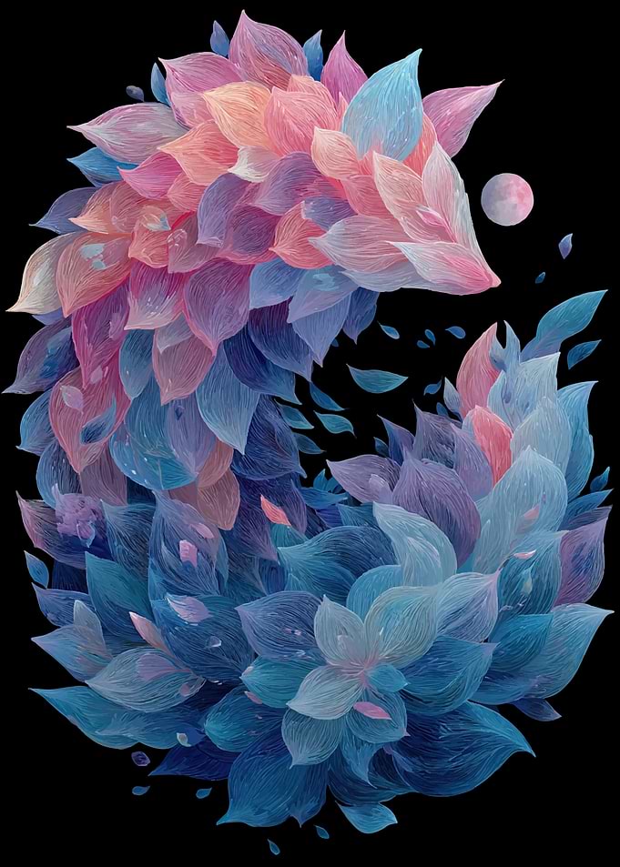 Yin Yang Floral Fox