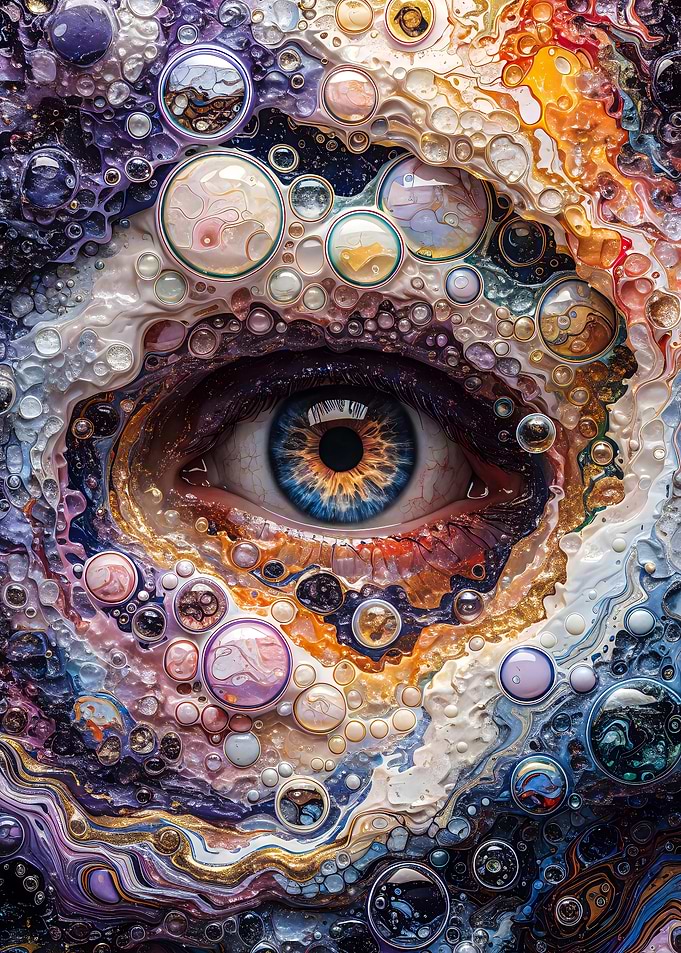 Surreal Eye with Cosmic Bubbles