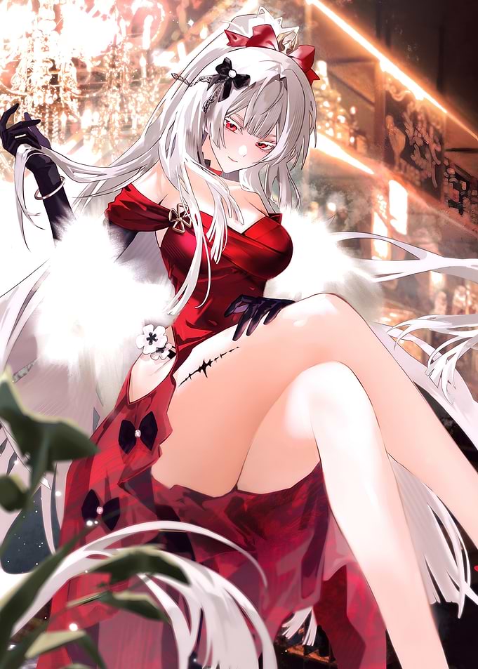 Elegant Woman in Red Dress