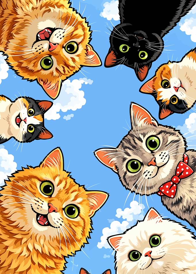 Cute Cats Peeking from Above