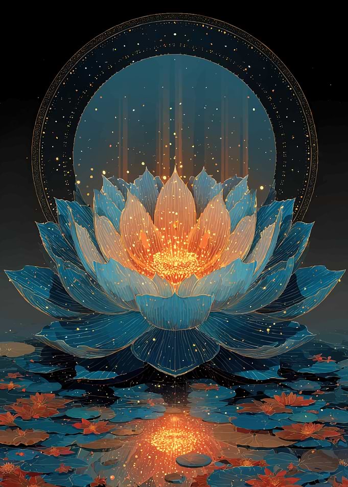 Glowing Lotus Flower in Water