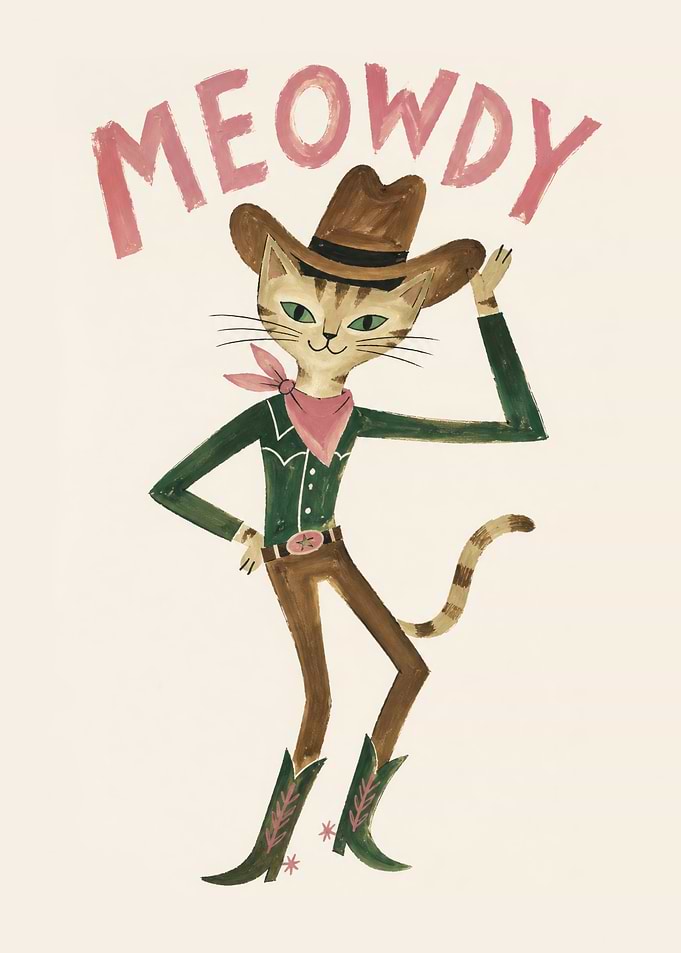 Cowboy Cat Wall Print