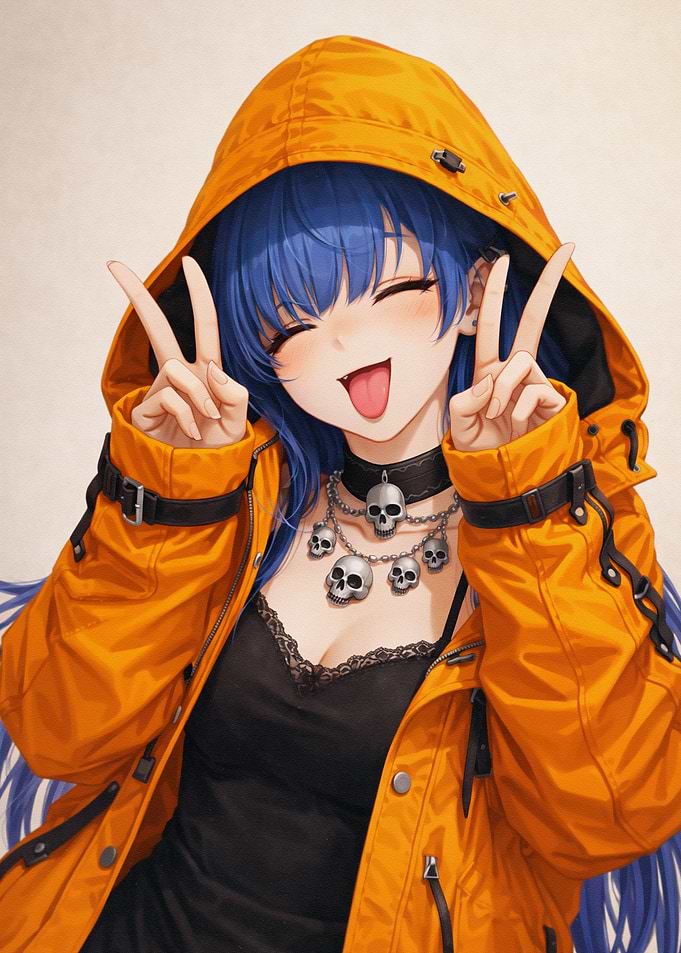 Anime Girl in Orange Hoodie