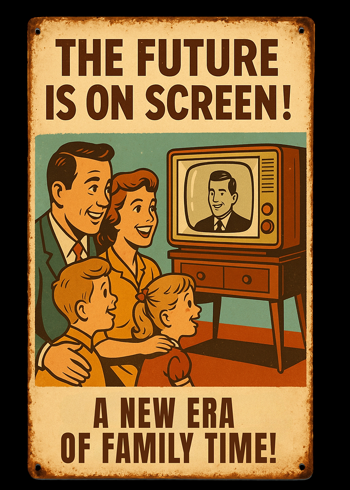 Retro Family Watching Television