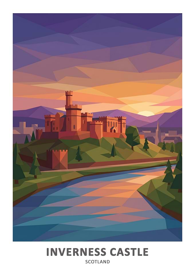 Inverness Castle Geometric Sunset