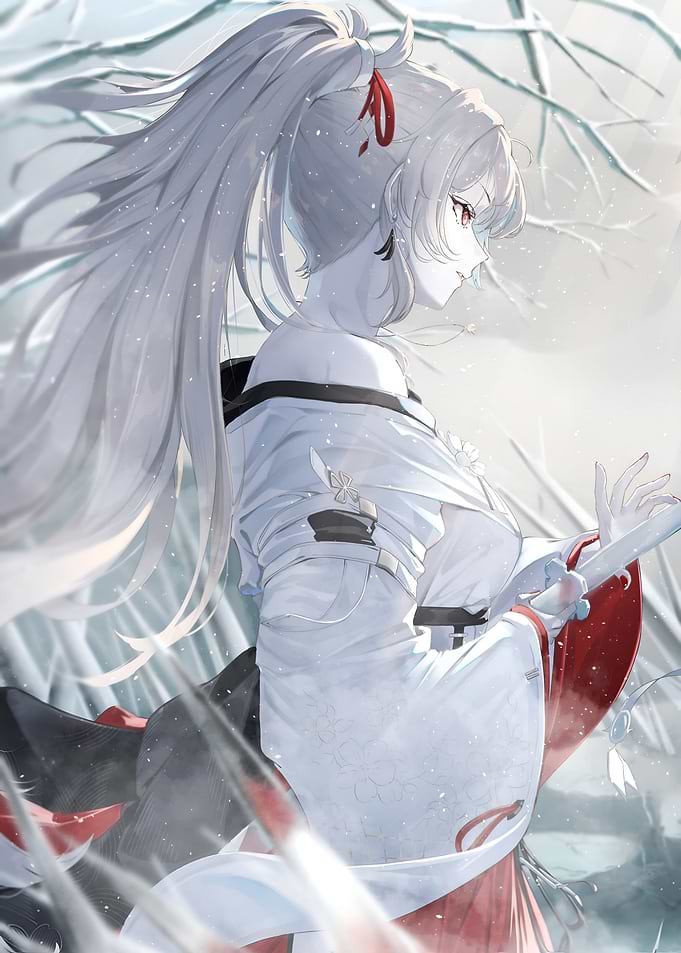 Anime Girl in Winter Kimono
