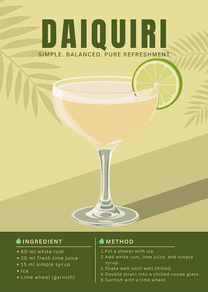 Daiquiri Cocktail Poster – Minimalist Rum Drink Art in Fresh Tropical Style