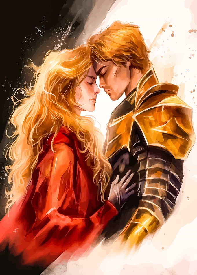 Couple in Armor and Red Cloak
