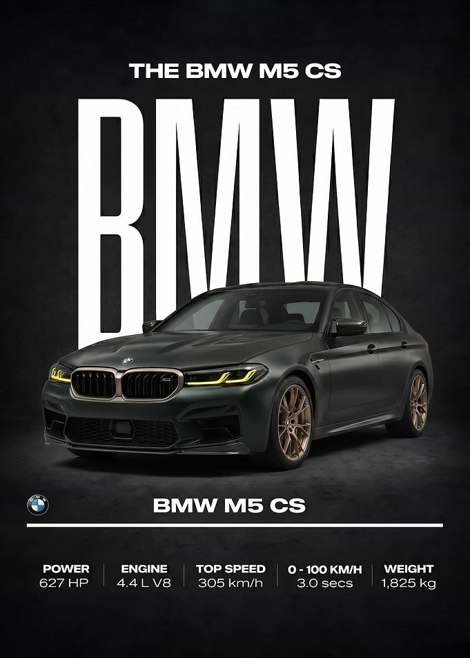 darck color BMW M5 CS car Poster