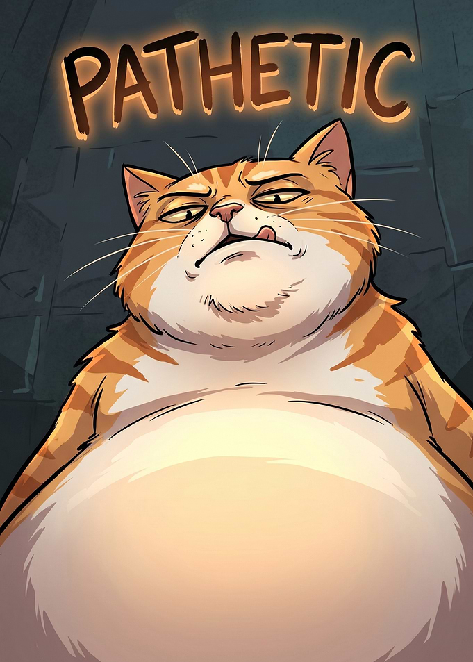 Fat Cat with Pathetic Text