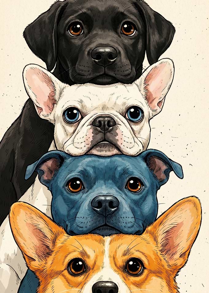 Stack of Adorable Dogs