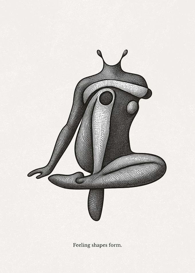 Abstract figure in meditative pose