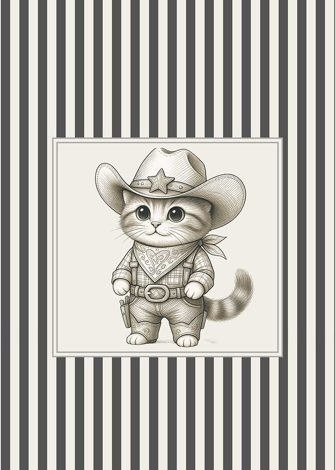 Cute Cowboy Kitten Illustration