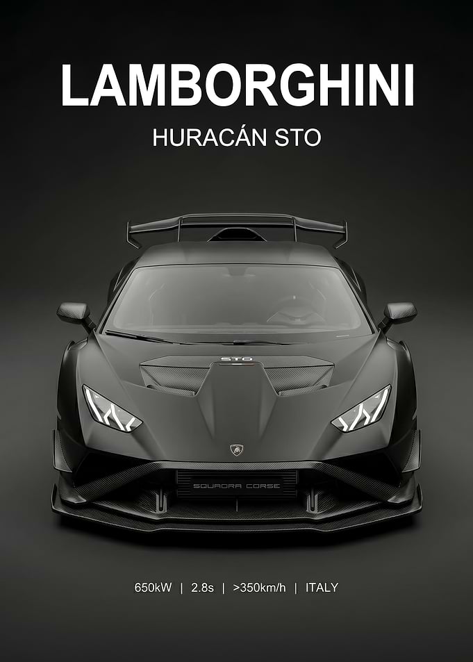 matte black Lamborghini Huracán STO poster