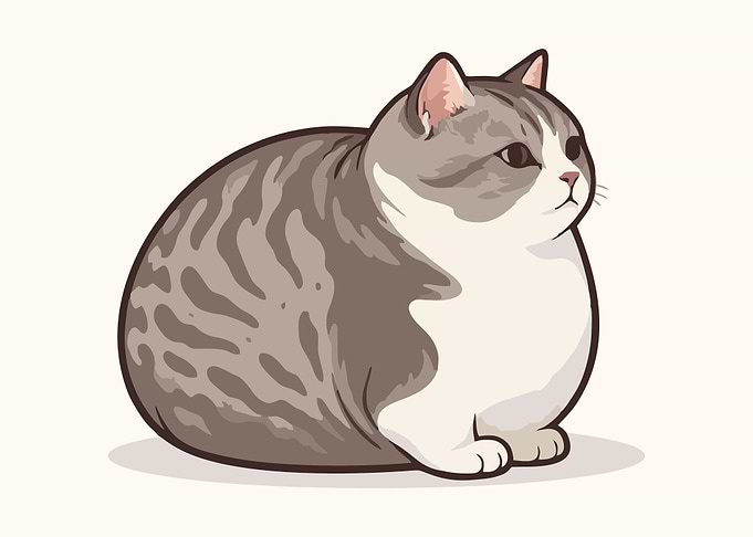 Chubby Tabby Cat Illustration