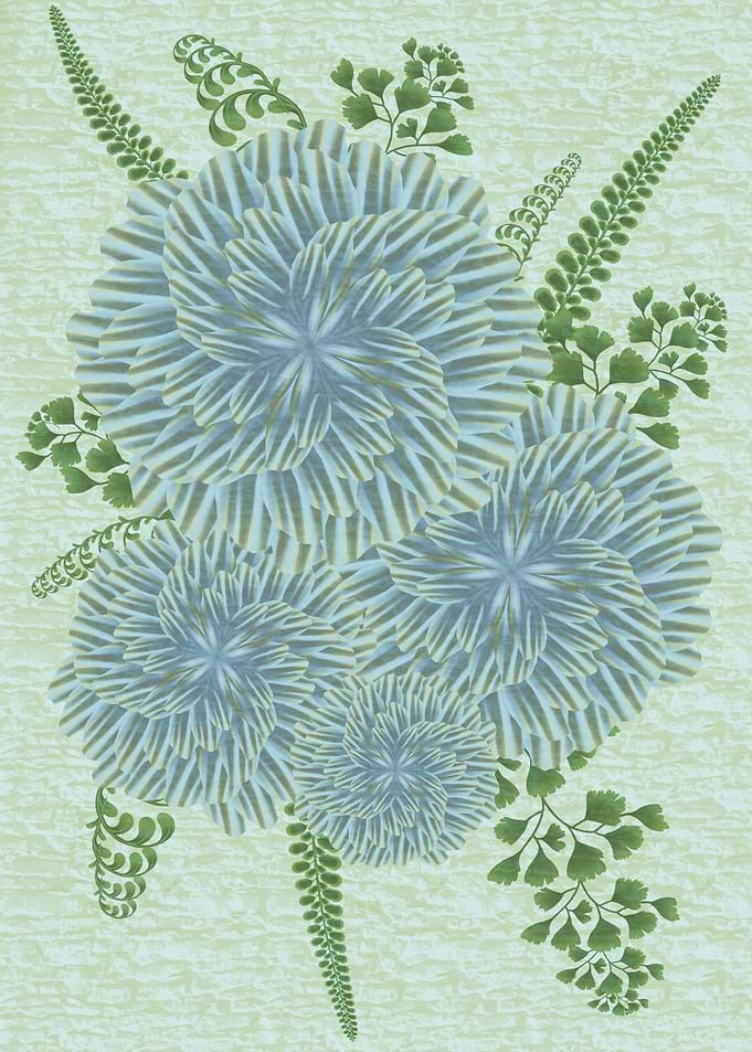 Abstract Floral Arrangement with Ferns
