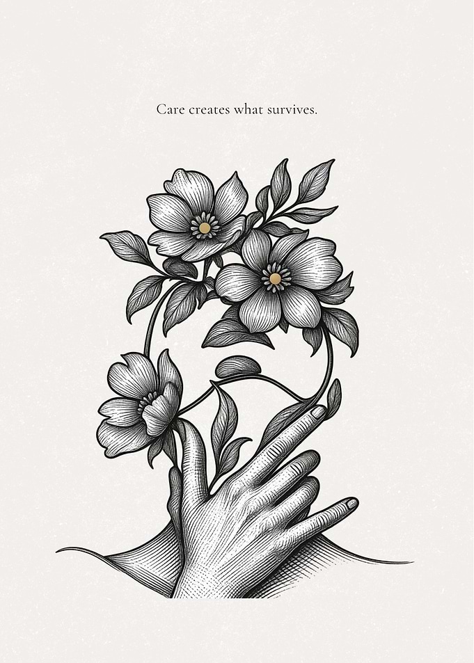Hand holding flowers with quote