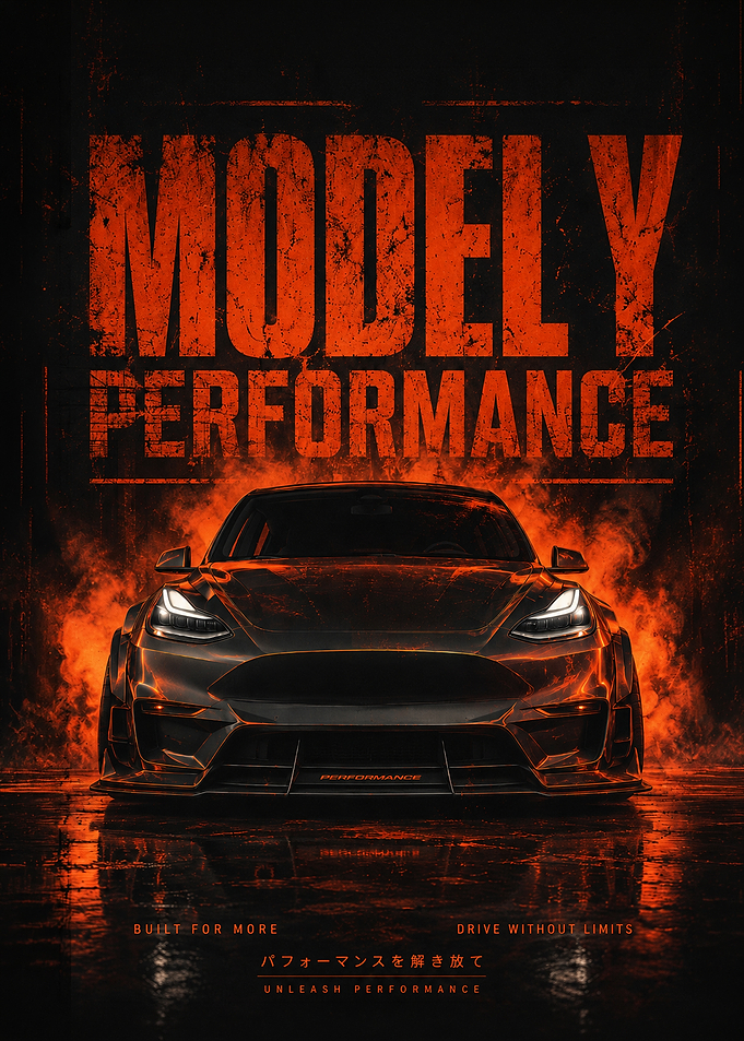 Tesla Model Y Performance Car Flames