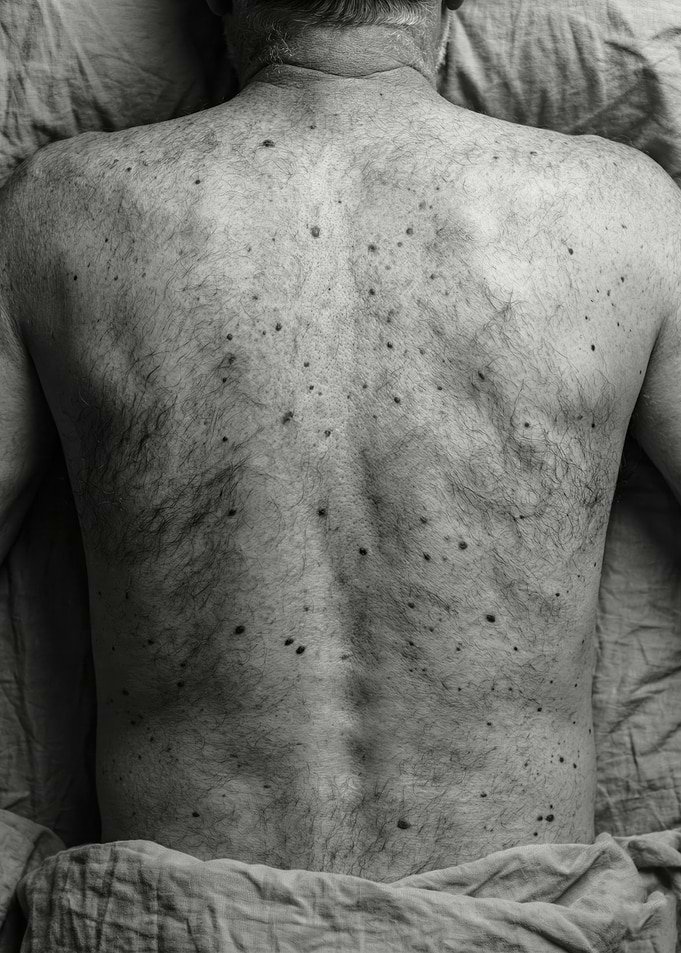 Hairy Back Of Older Man