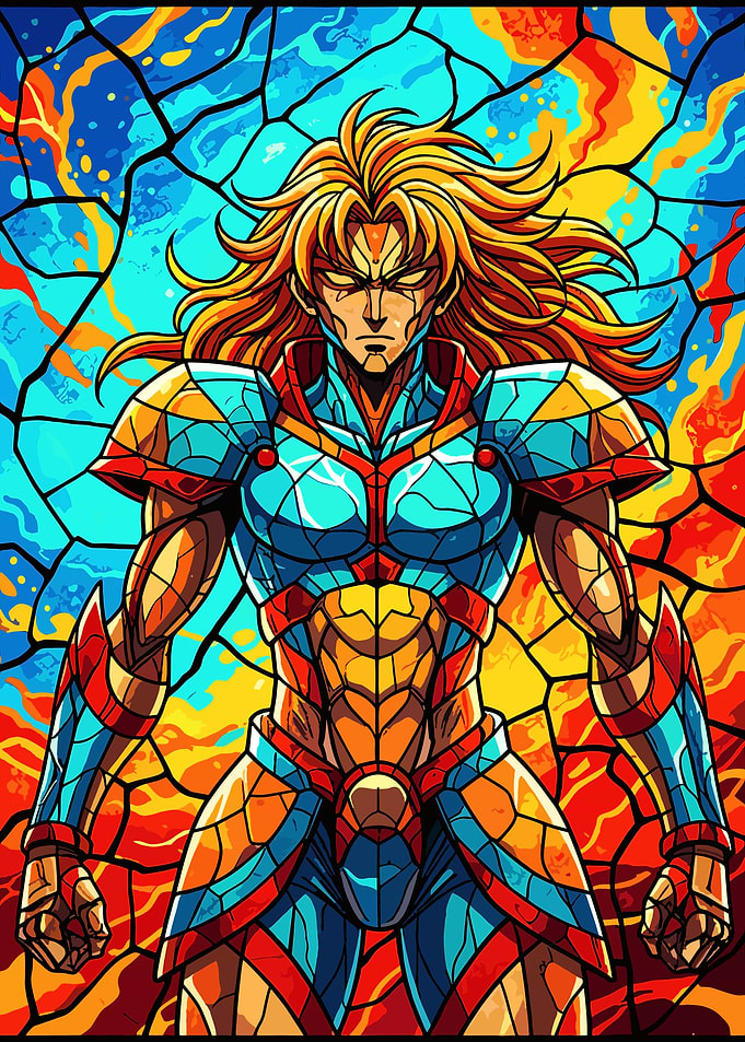 Anime Stained Glass Warrior