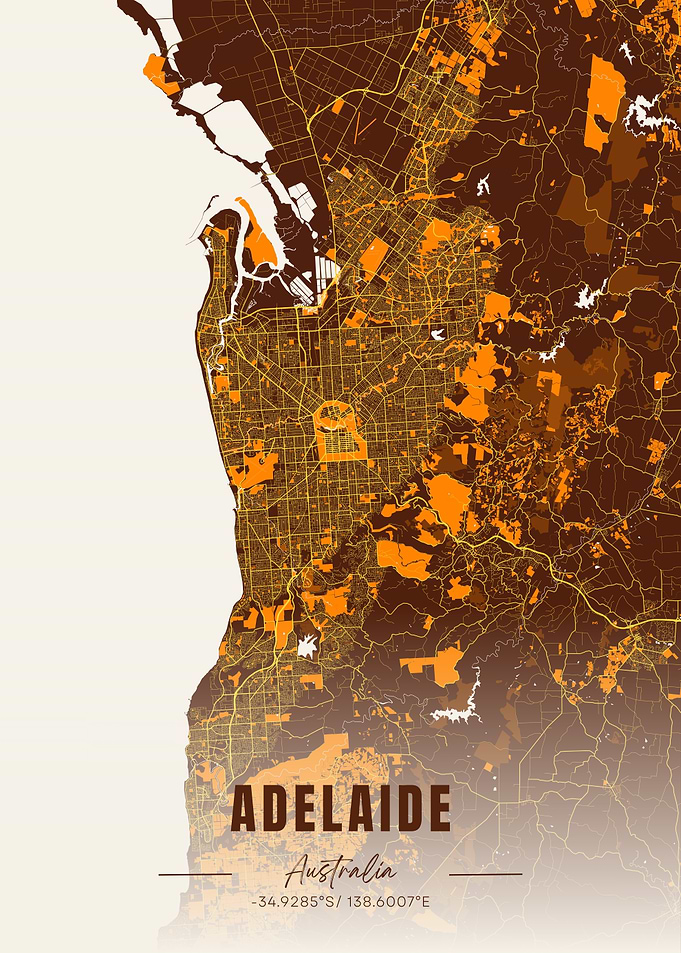 Adelaide Australia Map Art